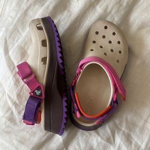 Multi colored platform Crocs size 8